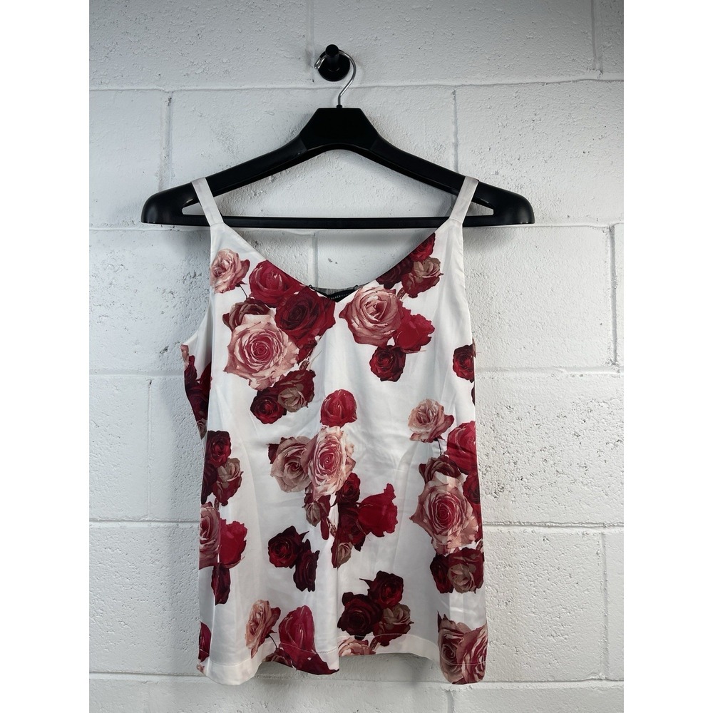 White House Black Market Womens Reversible V-neck Tank Rose Top Size S EUC